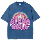 Rainbow Unicorn Alpha Male Y2K Washed Tee Cherrykitten