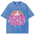 Rainbow Unicorn Alpha Male Y2K Washed Tee Cherrykitten