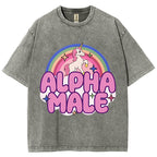 Rainbow Unicorn Alpha Male Y2K Washed Tee Cherrykitten