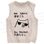 Unisex No Grace No Decorum Bear Printed Washed Tank Top