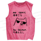 Unisex No Grace No Decorum Bear Printed Washed Tank Top