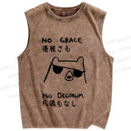 Unisex No Grace No Decorum Bear Printed Washed Tank Top