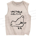 Unisex Unstable Bird Printed Washed Tank Top