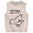 Unisex Unstable Bird Printed Washed Tank Top