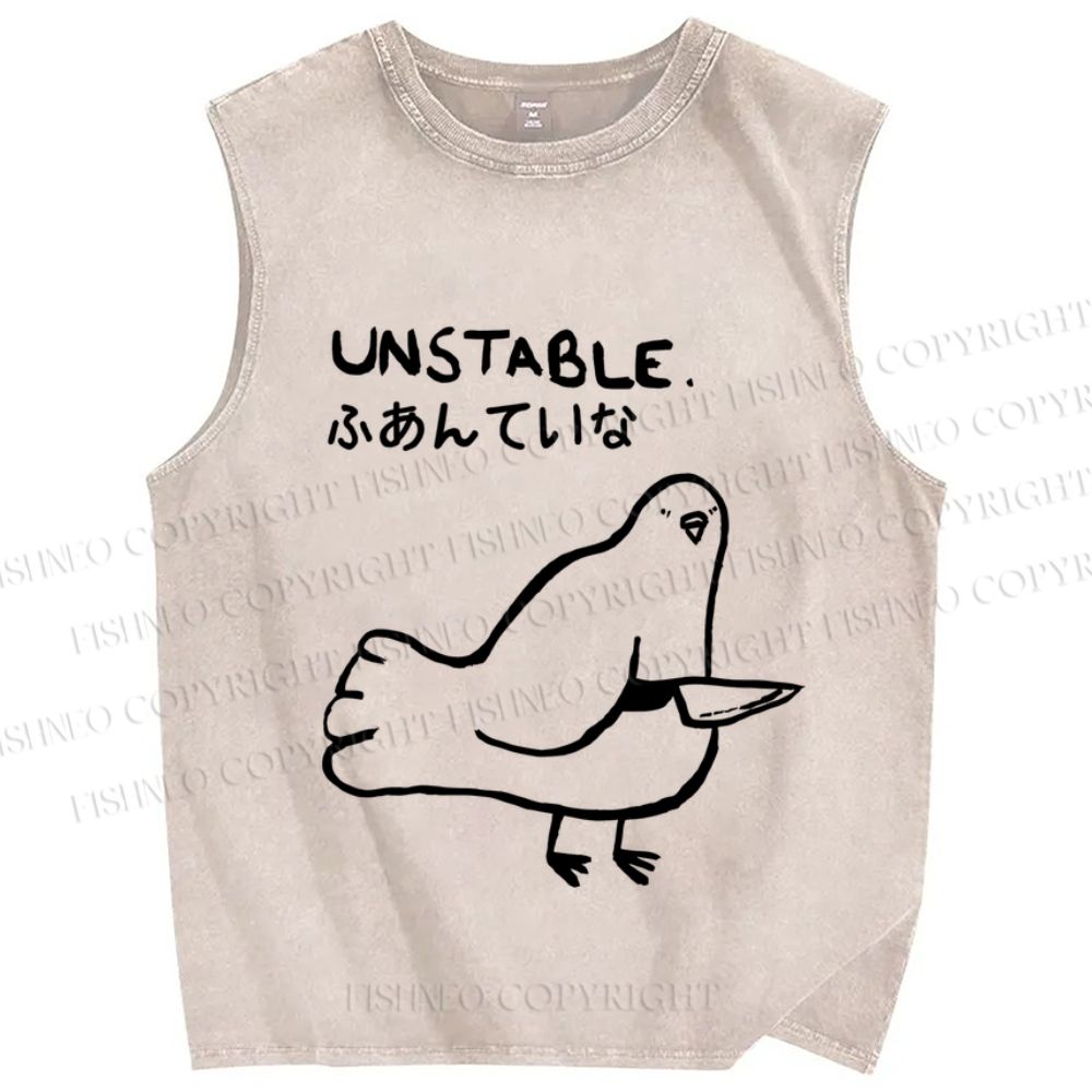 Unisex Unstable Bird Printed Washed Tank Top