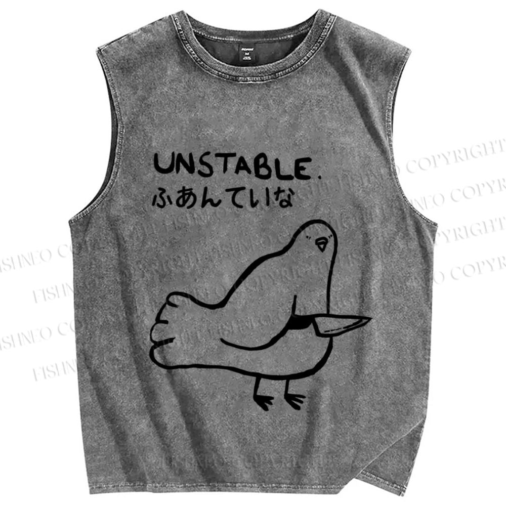 Unisex Unstable Bird Printed Washed Tank Top