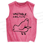 Unisex Unstable Bird Printed Washed Tank Top