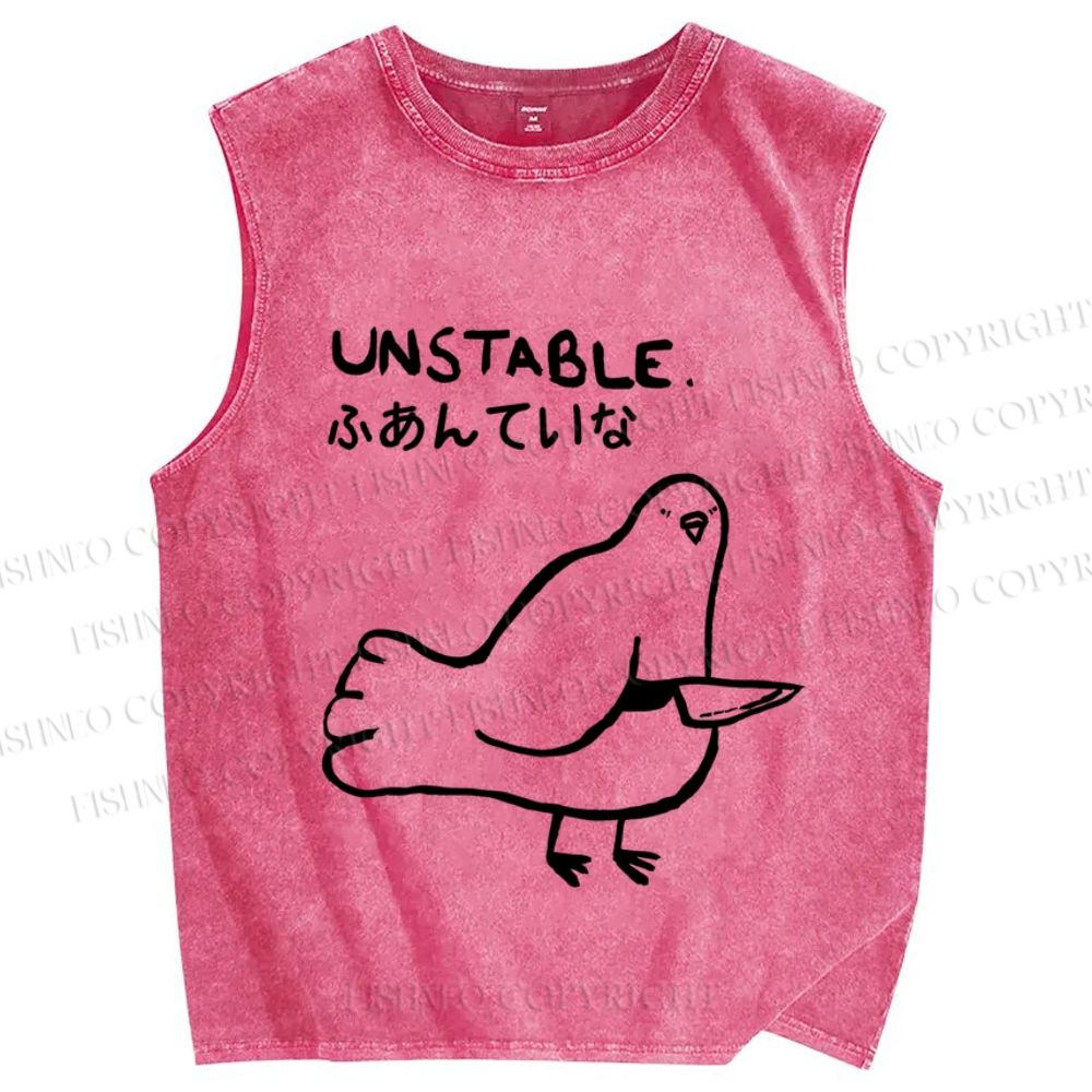 Unisex Unstable Bird Printed Washed Tank Top
