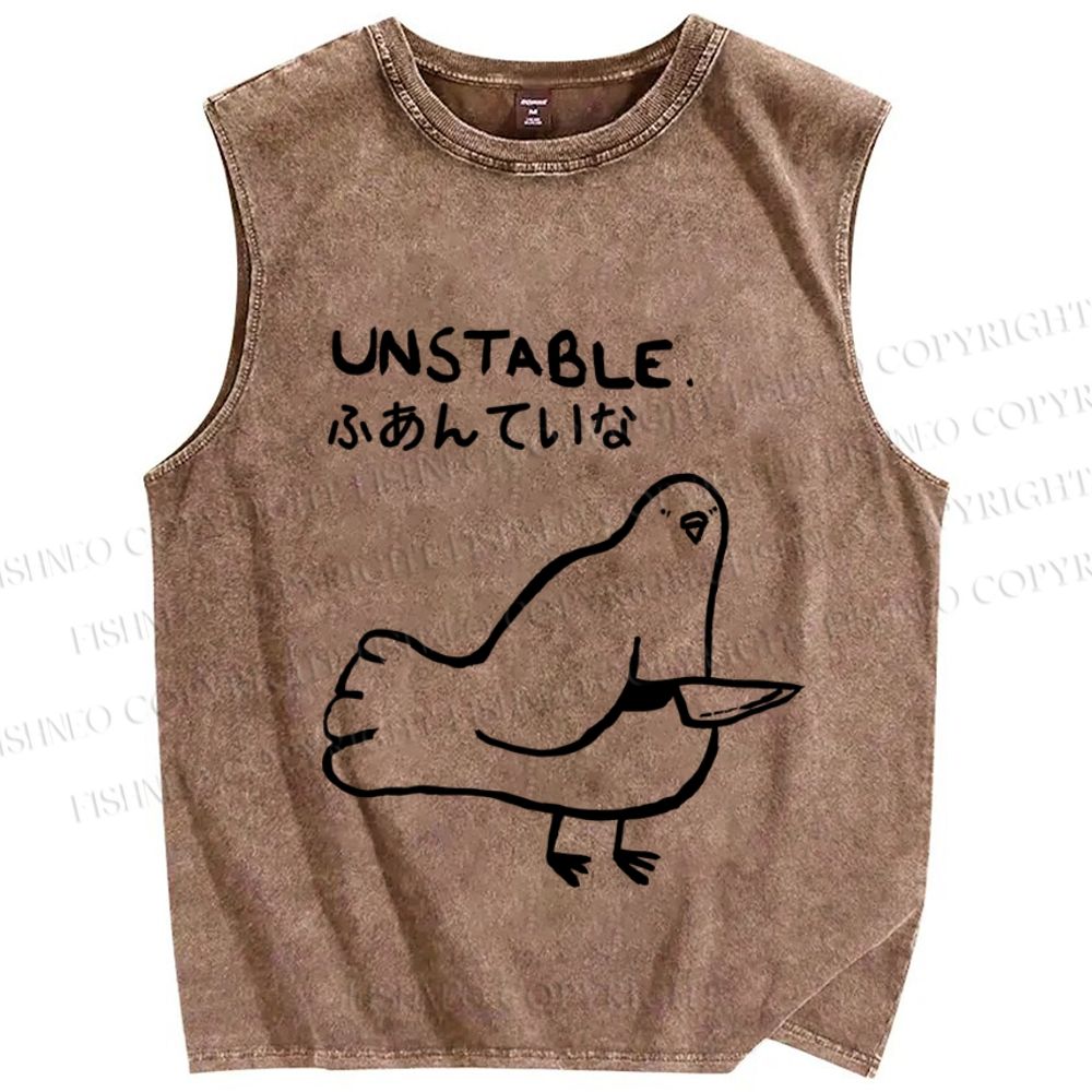 Unisex Unstable Bird Printed Washed Tank Top