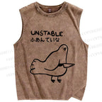 Unisex Unstable Bird Printed Washed Tank Top