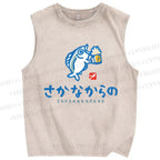 Unisex Sakanakarano Printed Washed Tank Top