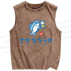Unisex Sakanakarano Printed Washed Tank Top