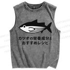 Unisex Bonito Printed Washed Tank Top