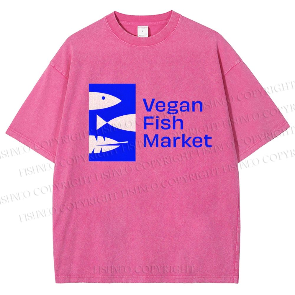 Unisex Vegan Fish Market Printed Washed Tee