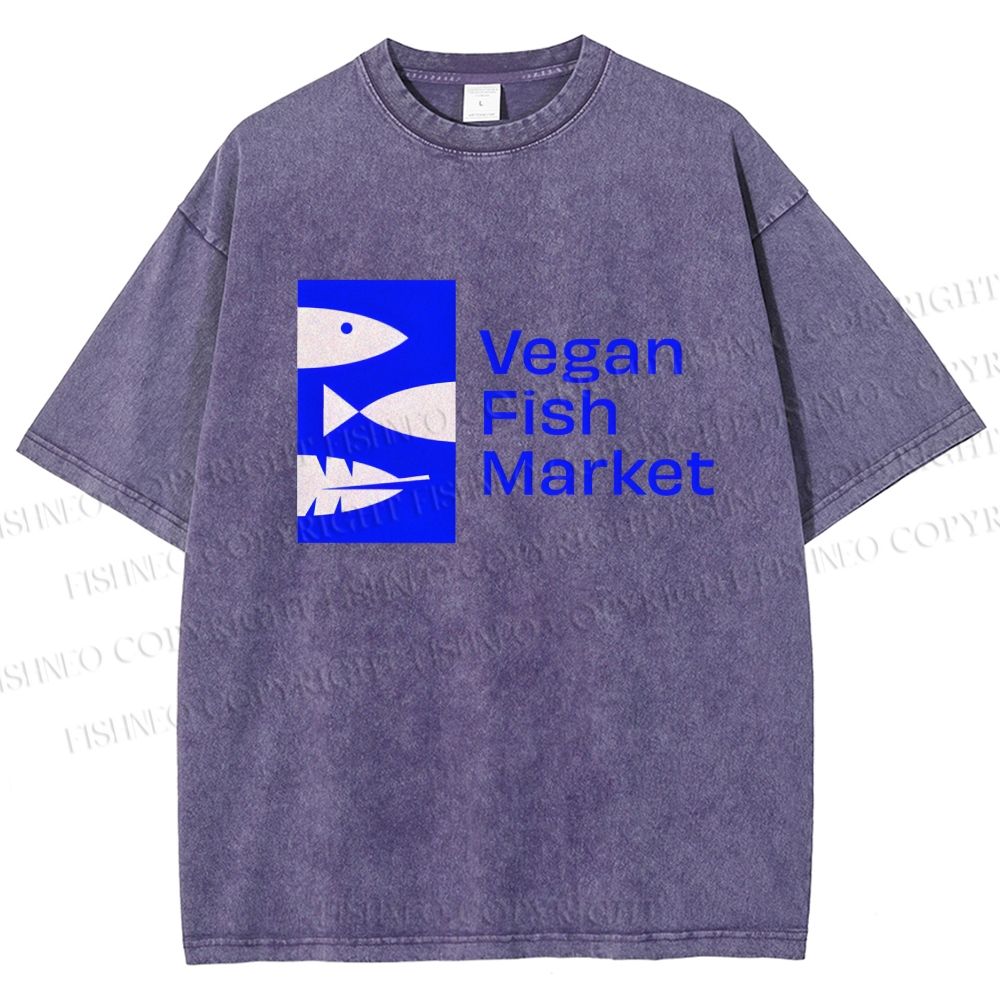 Unisex Vegan Fish Market Printed Washed Tee