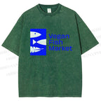 Unisex Vegan Fish Market Printed Washed Tee