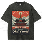 Unisex Japanese Art Okayama Printed Washed Tee