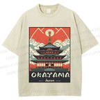 Unisex Japanese Art Okayama Printed Washed Tee