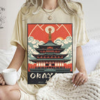 Unisex Japanese Art Okayama Printed Washed Tee