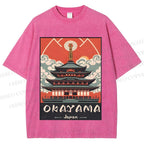 Unisex Japanese Art Okayama Printed Washed Tee