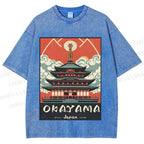 Unisex Japanese Art Okayama Printed Washed Tee