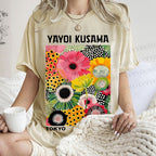 Unisex Flowers Yayoi Kusama Printed Washed Tee