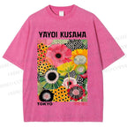 Unisex Flowers Yayoi Kusama Printed Washed Tee