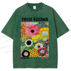 Unisex Flowers Yayoi Kusama Printed Washed Tee