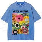 Unisex Flowers Yayoi Kusama Printed Washed Tee