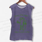 Unisex Vintage Where Is The Work Frog Printed Washed Tank Top
