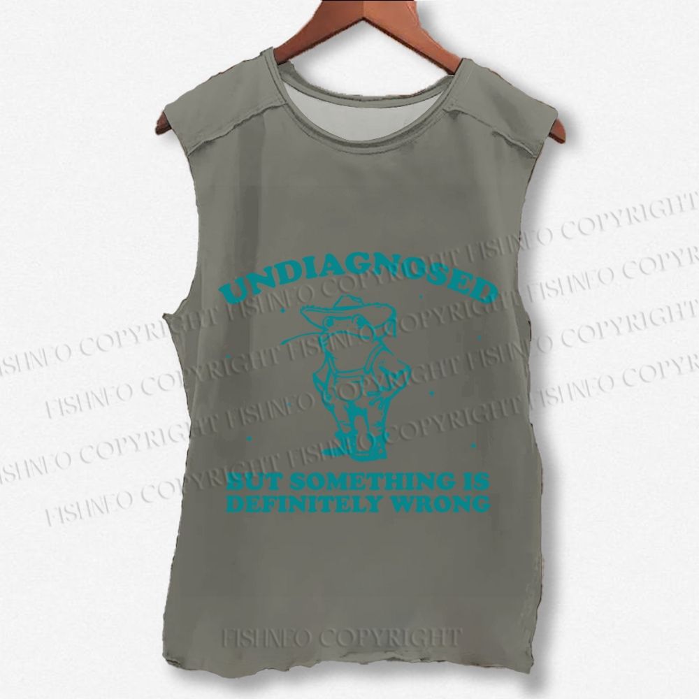 Unisex Vintage Something Is Definitely Wrong Cowboy Frog Printed Washed Tank Top