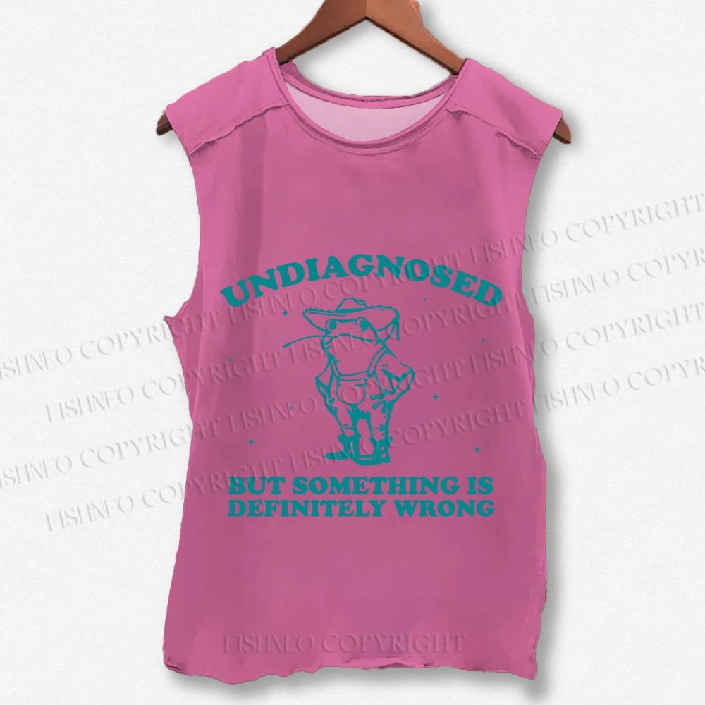 Unisex Vintage Something Is Definitely Wrong Cowboy Frog Printed Washed Tank Top