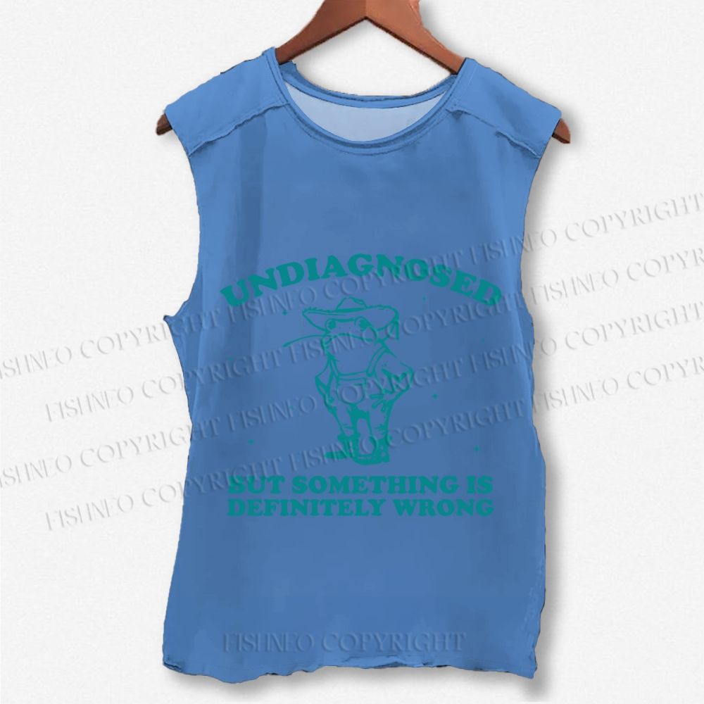 Unisex Vintage Something Is Definitely Wrong Cowboy Frog Printed Washed Tank Top