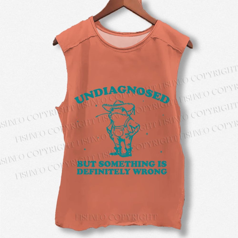 Unisex Vintage Something Is Definitely Wrong Cowboy Frog Printed Washed Tank Top