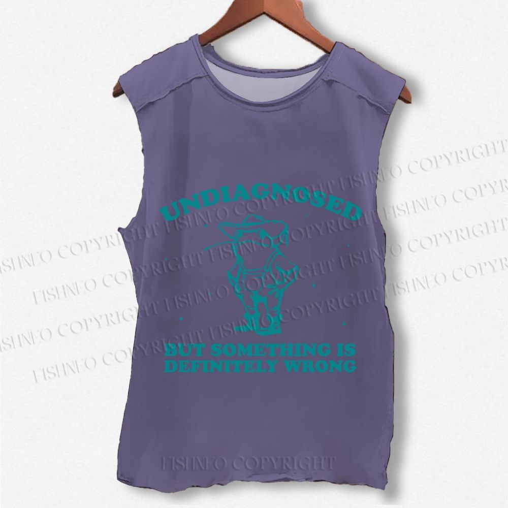 Unisex Vintage Something Is Definitely Wrong Cowboy Frog Printed Washed Tank Top