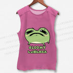 Unisex Gloomy Frog Printed Washed Tank Top