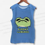 Unisex Gloomy Frog Printed Washed Tank Top