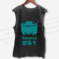 Unisex Funny Square Frog Printed Washed Tank Top