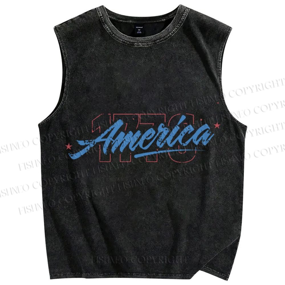 Unisex Independence Day 1776 Printed Washed Tank Top
