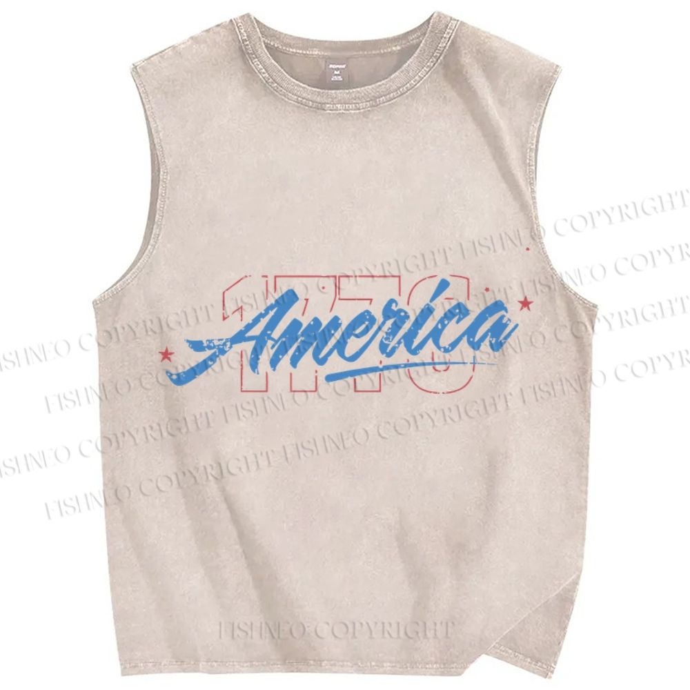 Unisex Independence Day 1776 Printed Washed Tank Top