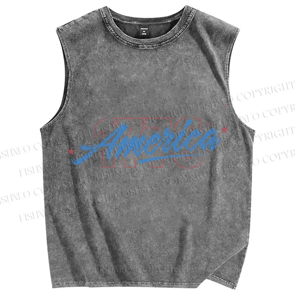 Unisex Independence Day 1776 Printed Washed Tank Top
