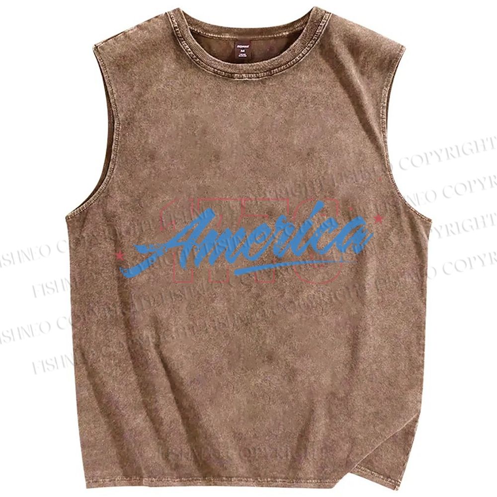 Unisex Independence Day 1776 Printed Washed Tank Top