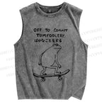 Unisex Skating Frog Off To Commit Tomfoolery Printed Washed Tank Top