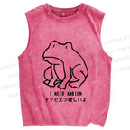 Unisex I need Ambien Silly Frog Printed Washed Tank Top