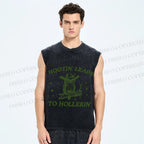 Unisex Vintage Hooting Leads Owl Printed Washed Tank Top