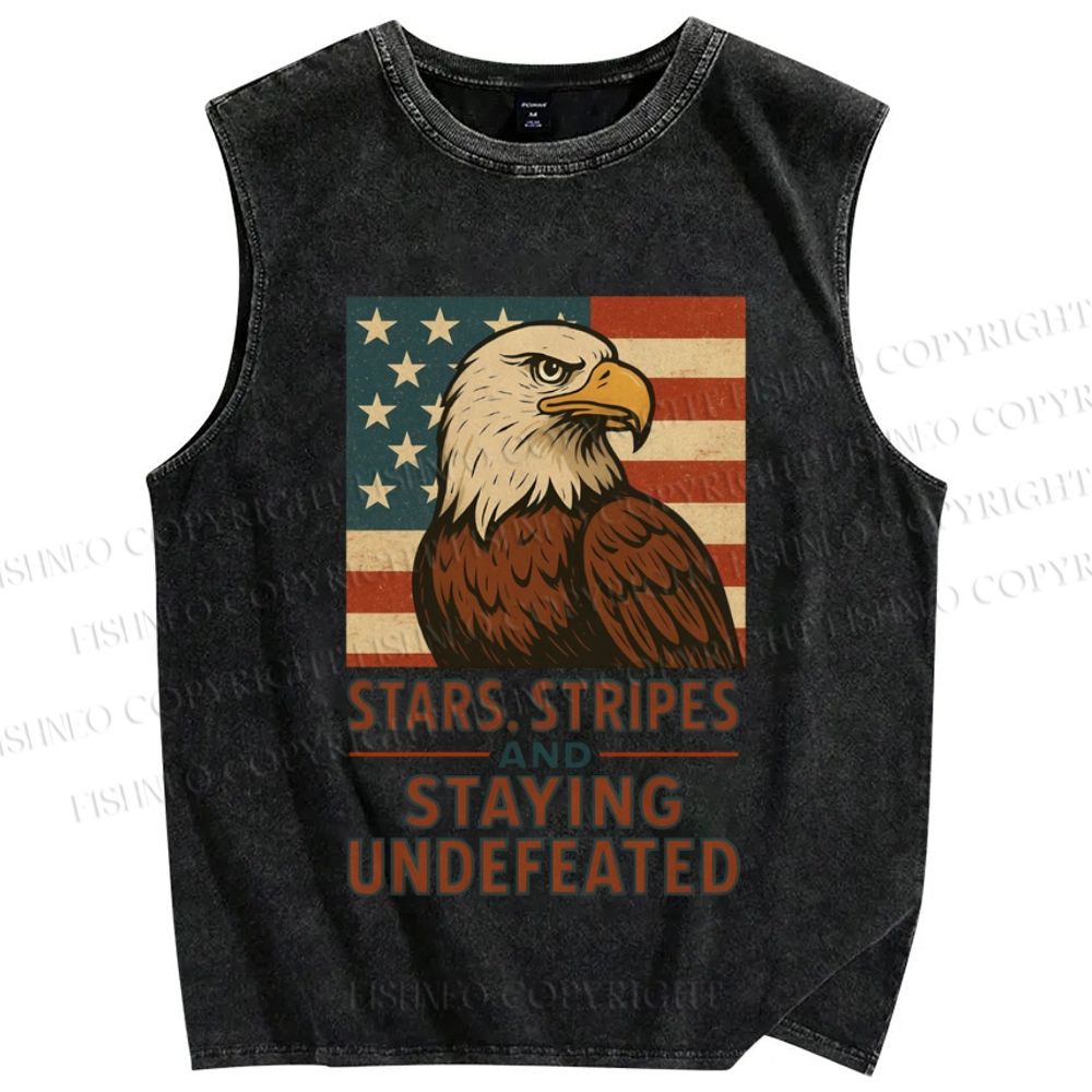 Unisex Independence Day Printed Washed Tank Top