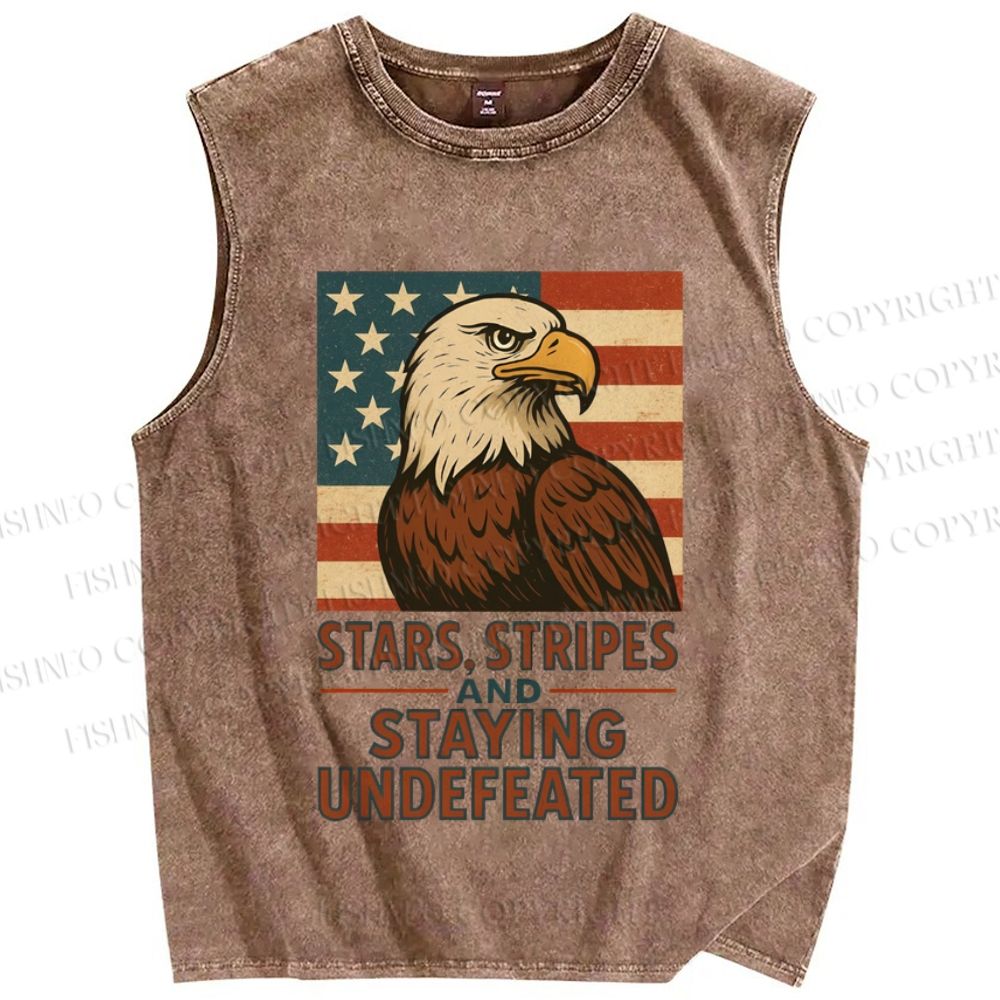 Unisex Independence Day Printed Washed Tank Top