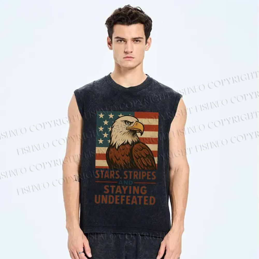 Unisex Independence Day Printed Washed Tank Top