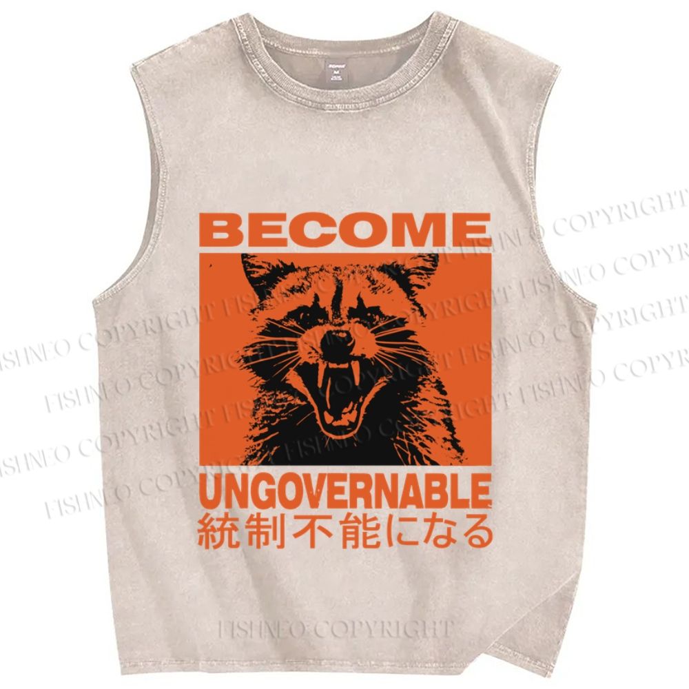 Ungovernable Raccoon Vintage Distressed Washed Tank Top