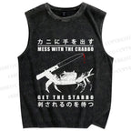 Unisex Mess With The Crab Printed Washed Tank Top